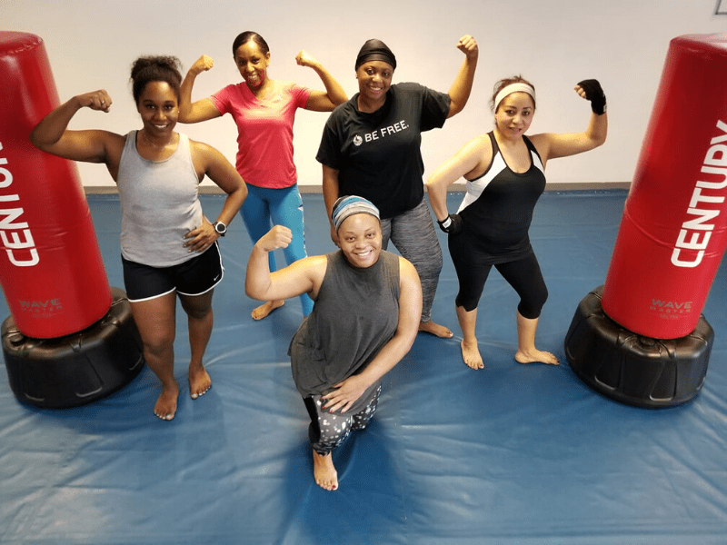 ShapeUpKickboxing class members choosing water over alcohol post‑workou