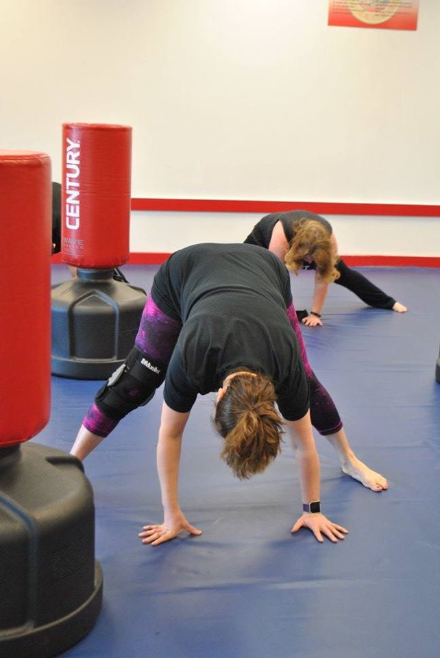 re-workout stretching at kickboxing class in Braselton Georgia”