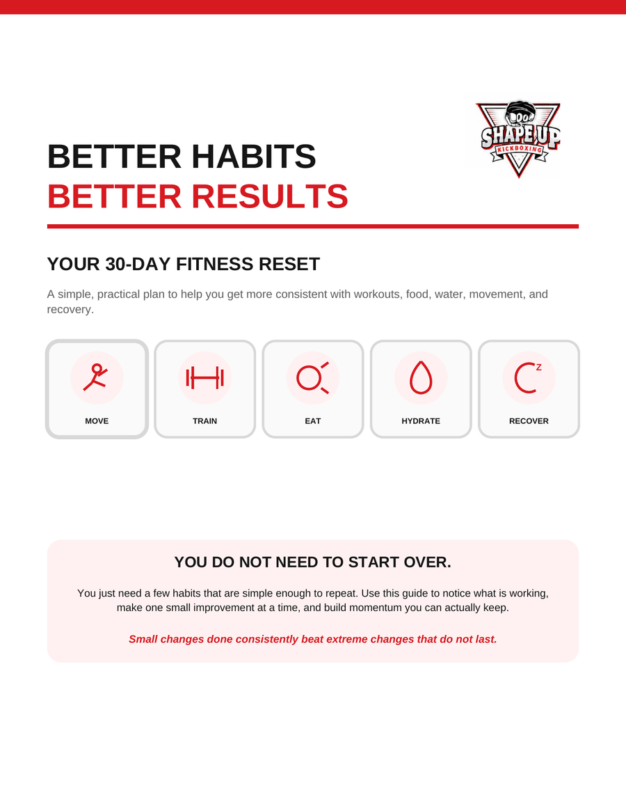 Free 30 day fitness reset guide from Shape Up Kickboxing